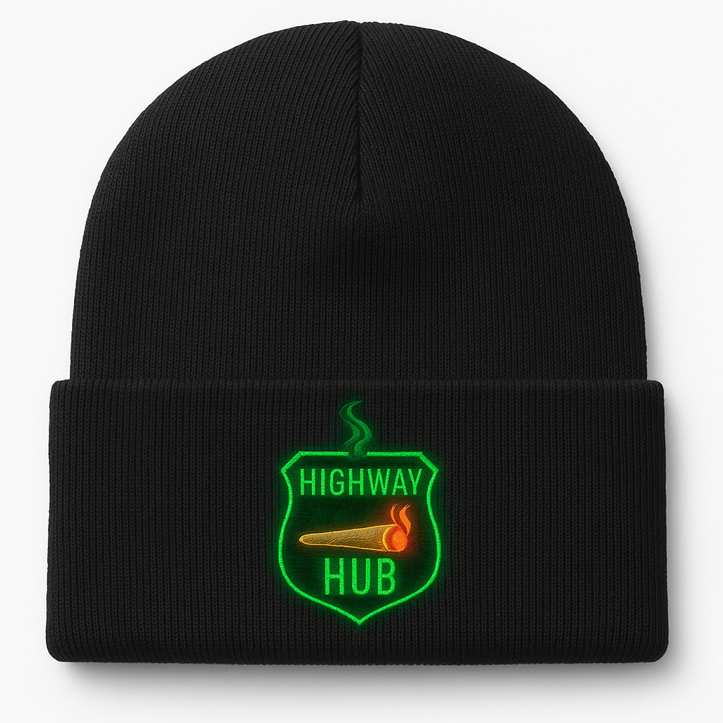 🧢🔥Highway Hub Neon Glow Winter Beanie ❄️💨 (Black Edition)