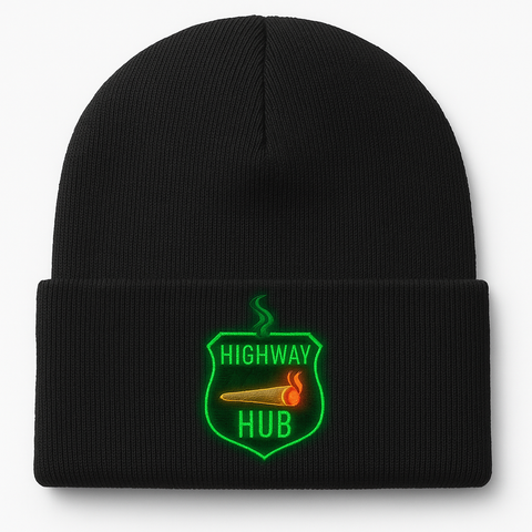 🧢🔥Highway Hub Neon Glow Winter Beanie ❄️💨 (Black Edition)