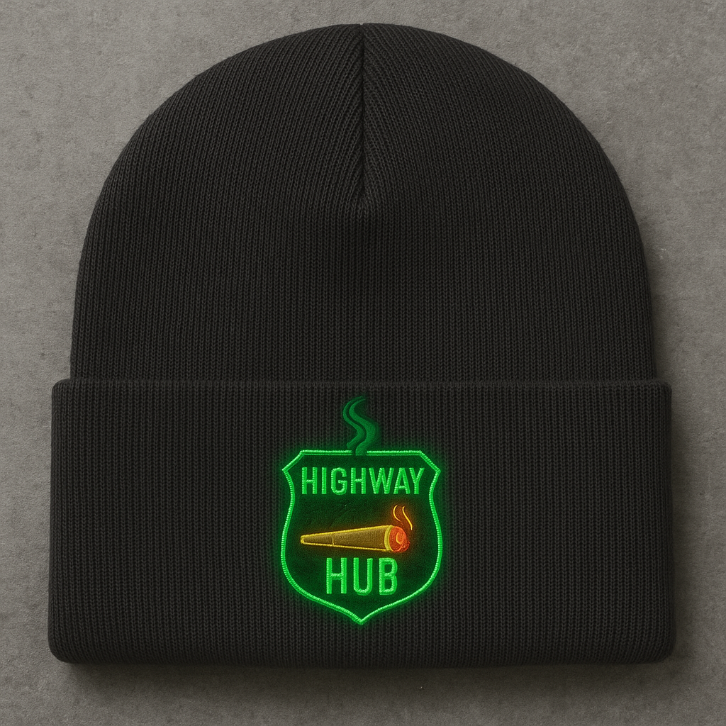 🧢🔥Highway Hub Neon Glow Winter Beanie ❄️💨 (Black Edition)