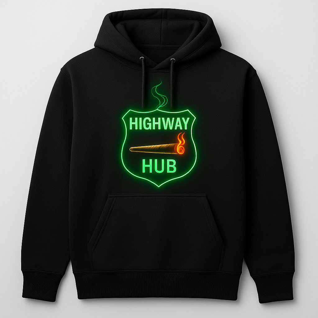 🔥 Highway Hub Premium Cotton Hoodie — Neon Drip Edition 🛣️💚