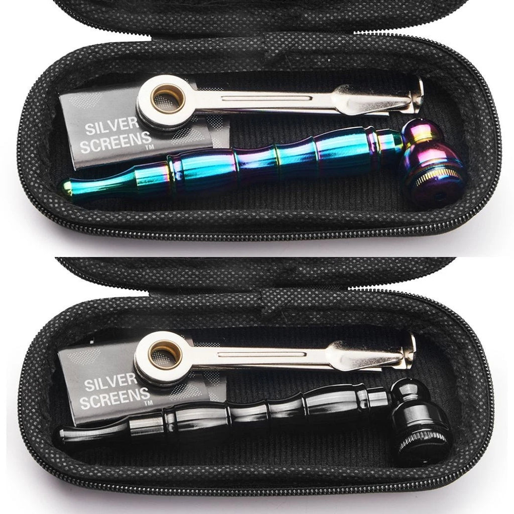 🌈🖤 2-Pack Metal Detachable Smoking Pipes 🔧💨 (4.3