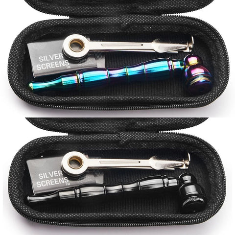 🌈🖤 2-Pack Metal Detachable Smoking Pipes 🔧💨 (4.3