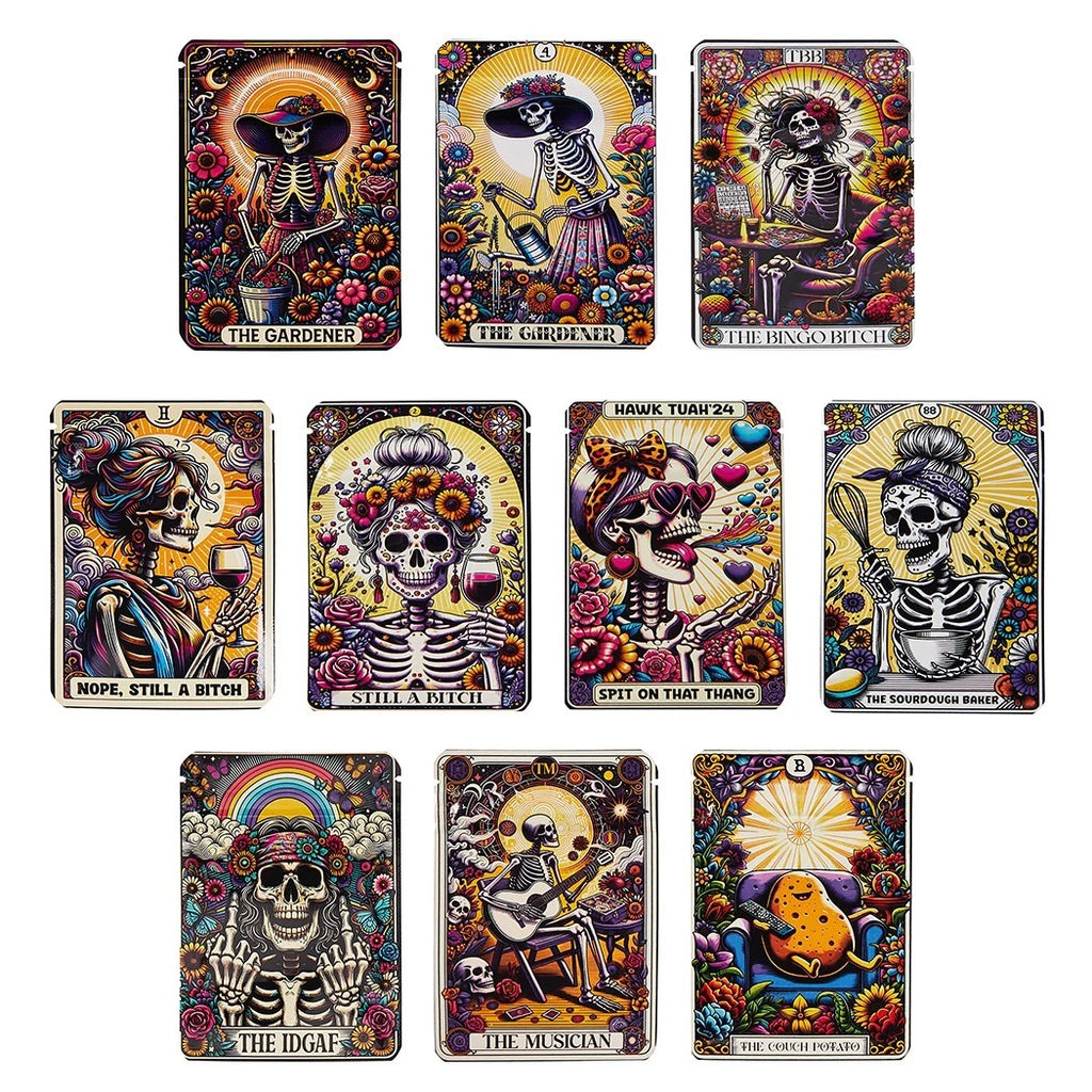 100-Pack Smell-Proof Mylar Bags – 7×10cm Resealable Zip Lock with Skull Designs 💀✨